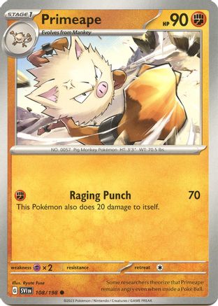 Primeape 108/198 - Reverse Holofoil Scarlet & Violet Base Set