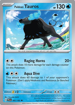 Paldean Tauros 041/193  - Reverse Holofoil SV02 Paldea Evolved