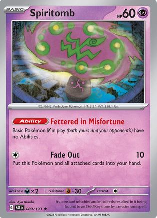 Spiritomb 089/193  - Reverse Holofoil SV02 Paldea Evolved