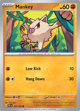 Mankey 106/193  - Reverse Holofoil SV02 Paldea Evolved