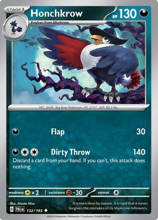 Honchkrow 132/193 - Reverse Holofoil Paldea Evolved