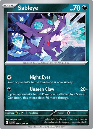 Sableye 136/193 - Reverse Holofoil Paldea Evolved
