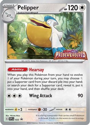 Pelipper (Prerelease) 022  - Holofoil SV Scarlet & Violet Promo Cards