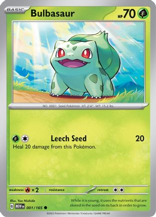Bulbasaur 001/165 - Reverse Holofoil Scarlet & Violet 151 - Common