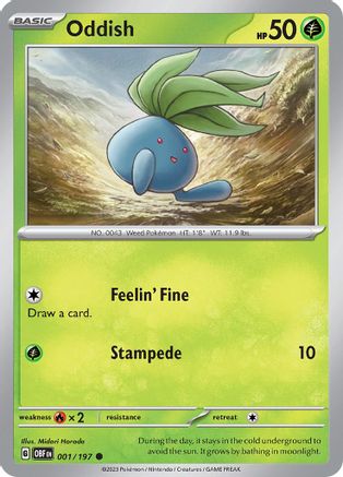 Oddish 001/197  - Reverse Holofoil SV03 Obsidian Flames