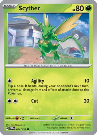 Scyther 004/197 - Reverse Holofoil Obsidian Flames
