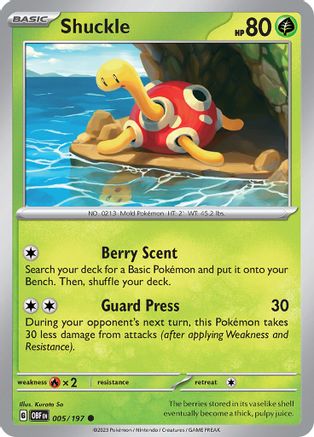Shuckle 005/197 - Reverse Holofoil Obsidian Flames
