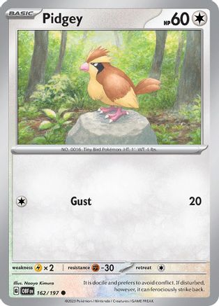 Pidgey 162/197  - Reverse Holofoil SV03 Obsidian Flames