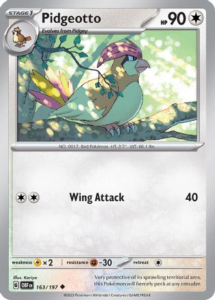 Pidgeotto 163/197 - Reverse Holofoil Obsidian Flames