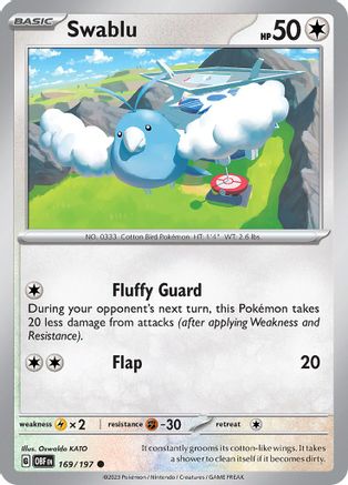 Swablu 169/197 - Reverse Holofoil Obsidian Flames