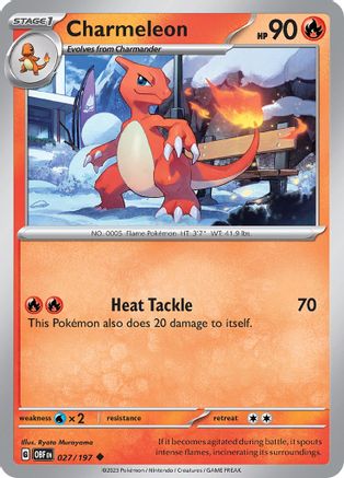 Charmeleon 027/197 - Reverse Holofoil Obsidian Flames