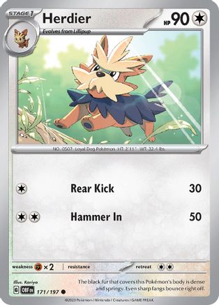 Herdier 171/197 - Reverse Holofoil Obsidian Flames