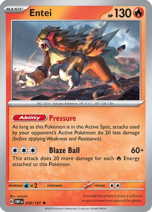 Entei 030/197 - Holofoil Obsidian Flames