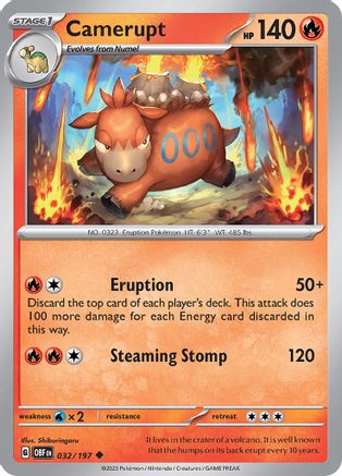 Camerupt 032/197 - Reverse Holofoil Obsidian Flames