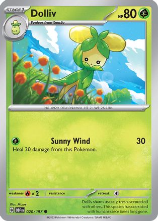 Dolliv 020/197 - Reverse Holofoil Obsidian Flames