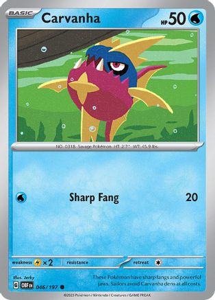 Carvanha 046/197 - Reverse Holofoil Obsidian Flames