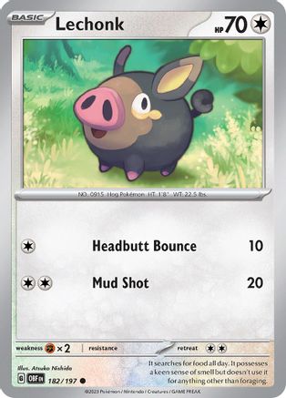 Lechonk 182/197 - Reverse Holofoil Obsidian Flames