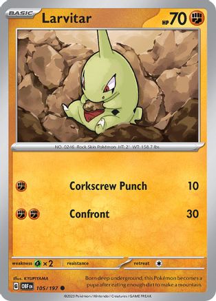 Larvitar 105/197 - Reverse Holofoil Obsidian Flames