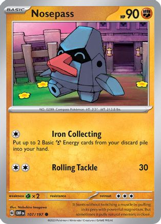 Nosepass 107/197 - Reverse Holofoil Obsidian Flames