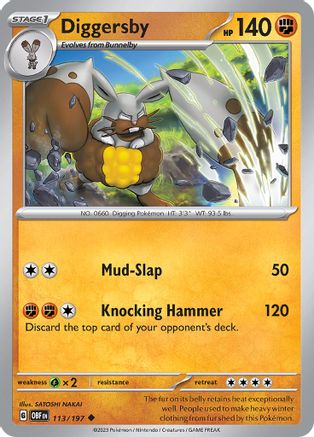 Diggersby 113/197 - Reverse Holofoil Obsidian Flames