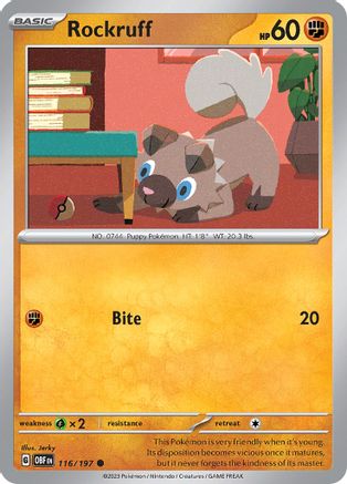 Rockruff 116/197  SV03 Obsidian Flames