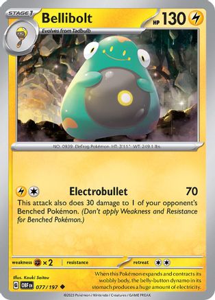 Bellibolt 077/197 - Reverse Holofoil Obsidian Flames