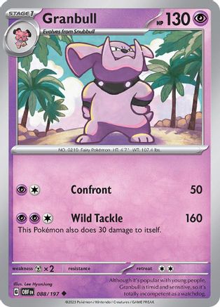 Granbull 088/197 - Reverse Holofoil Obsidian Flames
