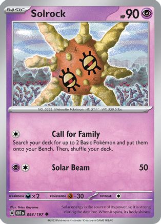 Solrock 093/197 - Reverse Holofoil Obsidian Flames