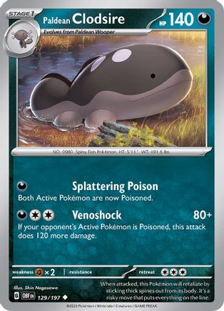 Paldean Clodsire 129/197  SV03 Obsidian Flames