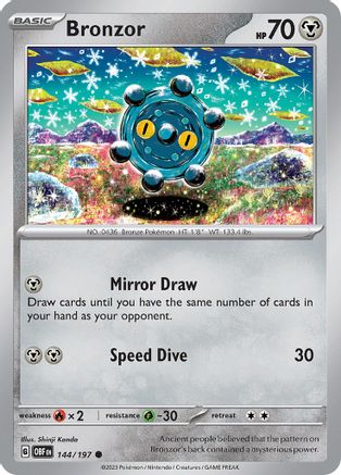 Bronzor 144/197 - Reverse Holofoil Obsidian Flames