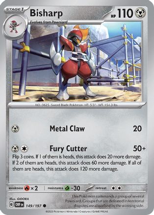 Bisharp 149/197 - Reverse Holofoil Obsidian Flames