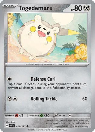 Togedemaru 151/197 - Reverse Holofoil Obsidian Flames