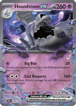 Houndstone ex 102/197 - Holofoil Obsidian Flames