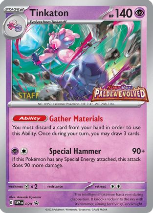 Tinkaton (Prerelease) [Staff] 020  - Holofoil SV Scarlet & Violet Promo Cards