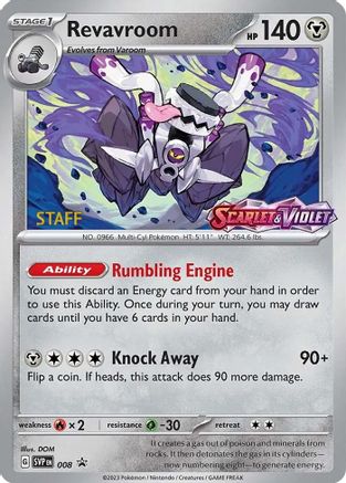 Revavroom (Prerelease) [Staff] 008  - Holofoil SV Scarlet & Violet Promo Cards