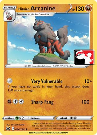 Hisuian Arcanine 084/196  Prize Pack Series Cards
