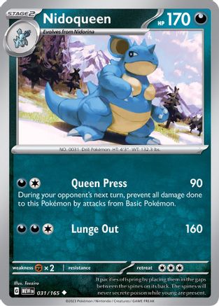 Nidoqueen 031/165 - Reverse Holofoil Scarlet & Violet 151 - Uncommon