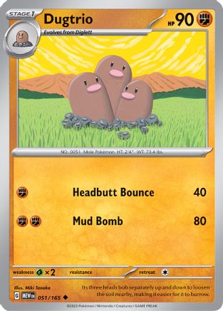Dugtrio 051/165 - Reverse Holofoil Scarlet & Violet 151 - Uncommon