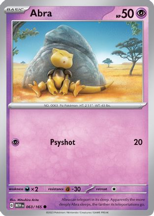 Abra 063/165 - Reverse Holofoil Scarlet & Violet 151 - Common