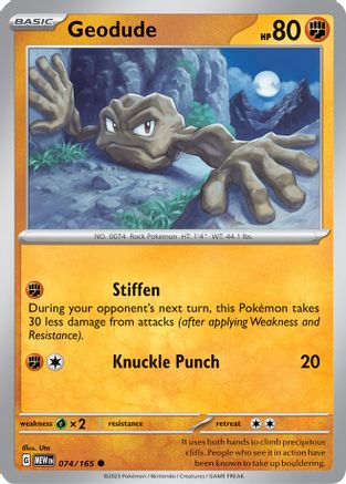 Geodude 074/165 - Reverse Holofoil Scarlet & Violet 151 - Common