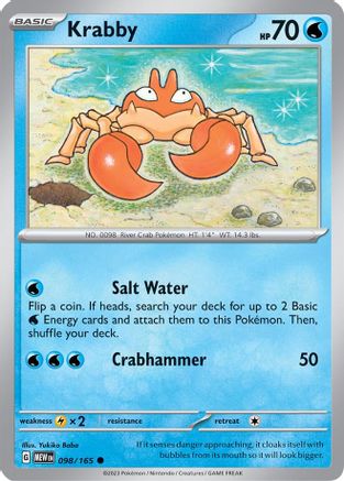 Krabby 098/165 - Reverse Holofoil Scarlet & Violet 151 - Common