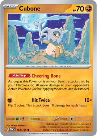 Cubone 104/165 - Reverse Holofoil Scarlet & Violet 151 - Common