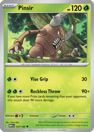 Pinsir 127/165 - Reverse Holofoil Scarlet & Violet 151 - Uncommon