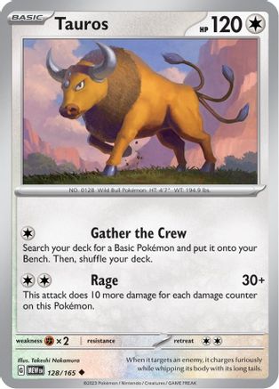 Tauros 128/165 - Reverse Holofoil Scarlet & Violet 151 - Uncommon
