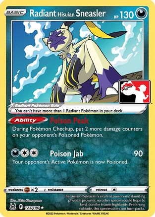Radiant Hisuian Sneasler 123  - Holofoil Prize Pack Series Cards
