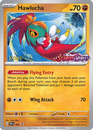 Hawlucha (Prerelease) [Staff] 007  - Holofoil SV Scarlet & Violet Promo Cards