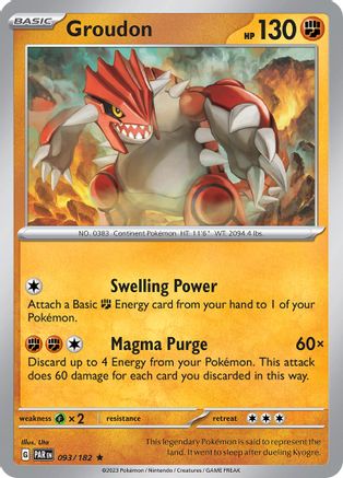Groudon 093/182 - Reverse Holofoil Paradox Rift