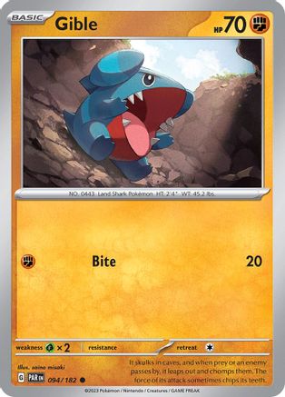 Gible 094/182 - Reverse Holofoil Paradox Rift