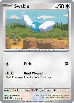 Swablu 152/182 - Reverse Holofoil Paradox Rift
