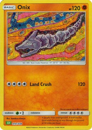 Onix 010/034  - Holofoil Trading Card Game Classic